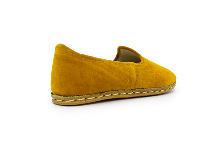 Women's Mustard Yellow Leather Loafers, back