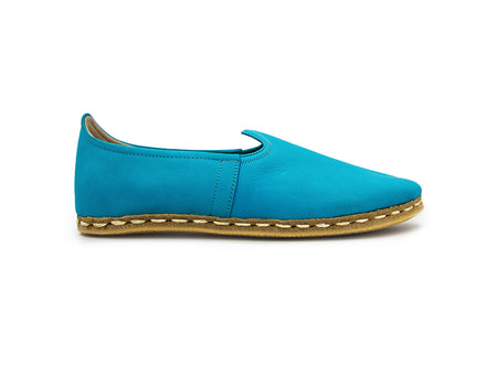 Women's Aqua Leather Loafers Side