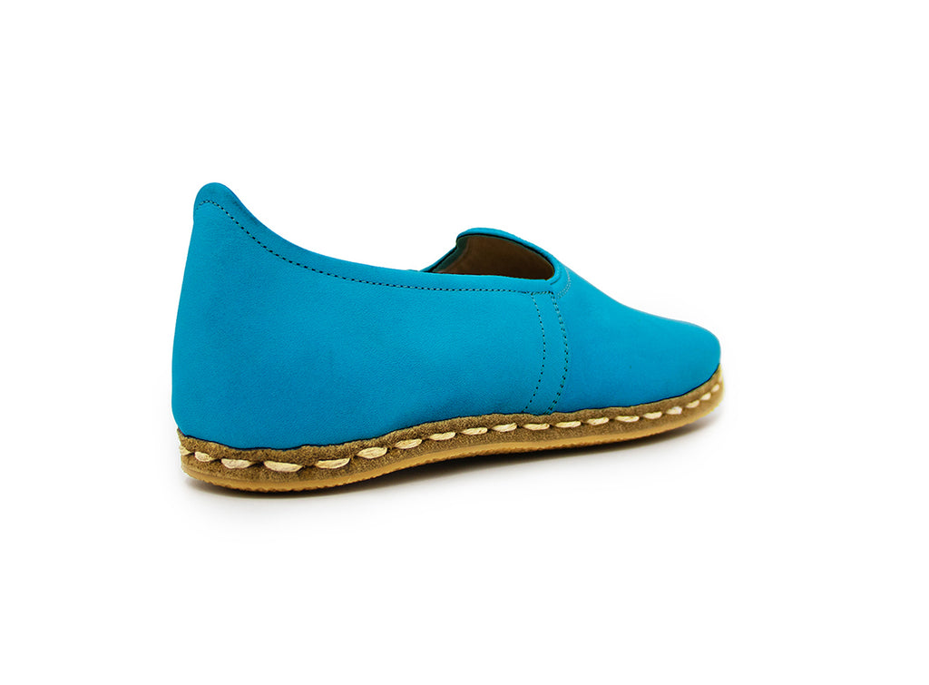 Women's Aqua Leather Loafers back