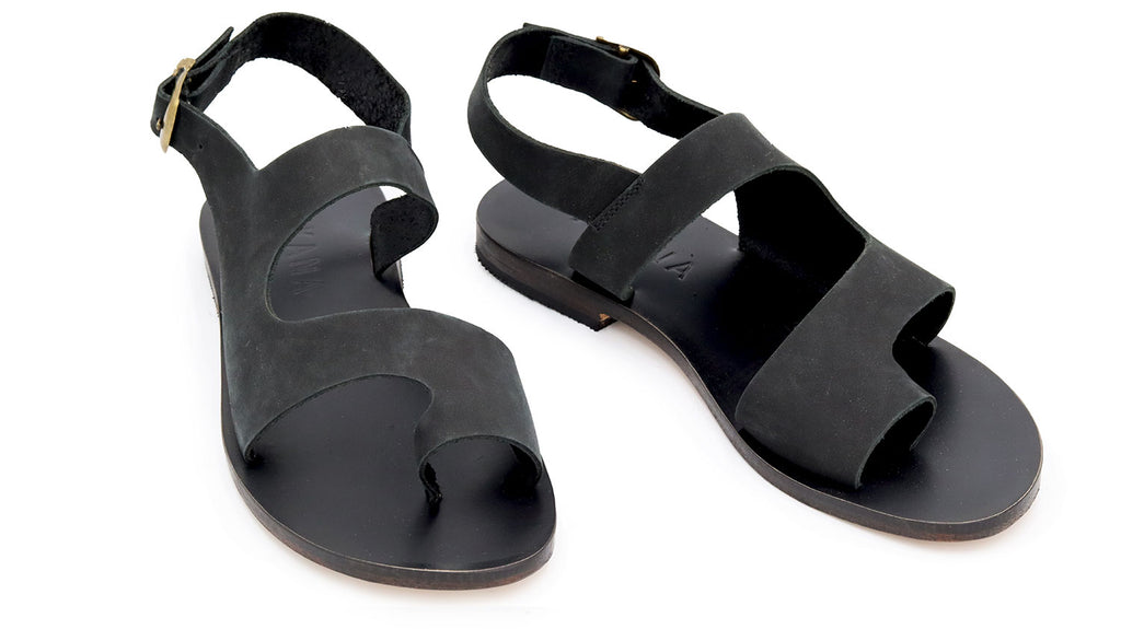 Efes Nubuck Sandals - Black