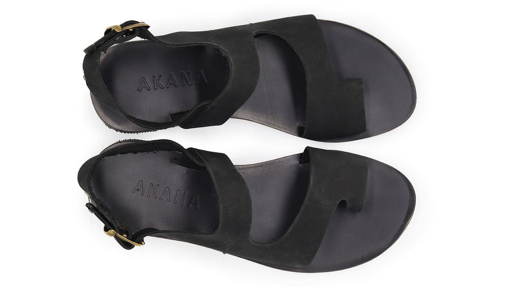 Efes Nubuck Sandals - Black