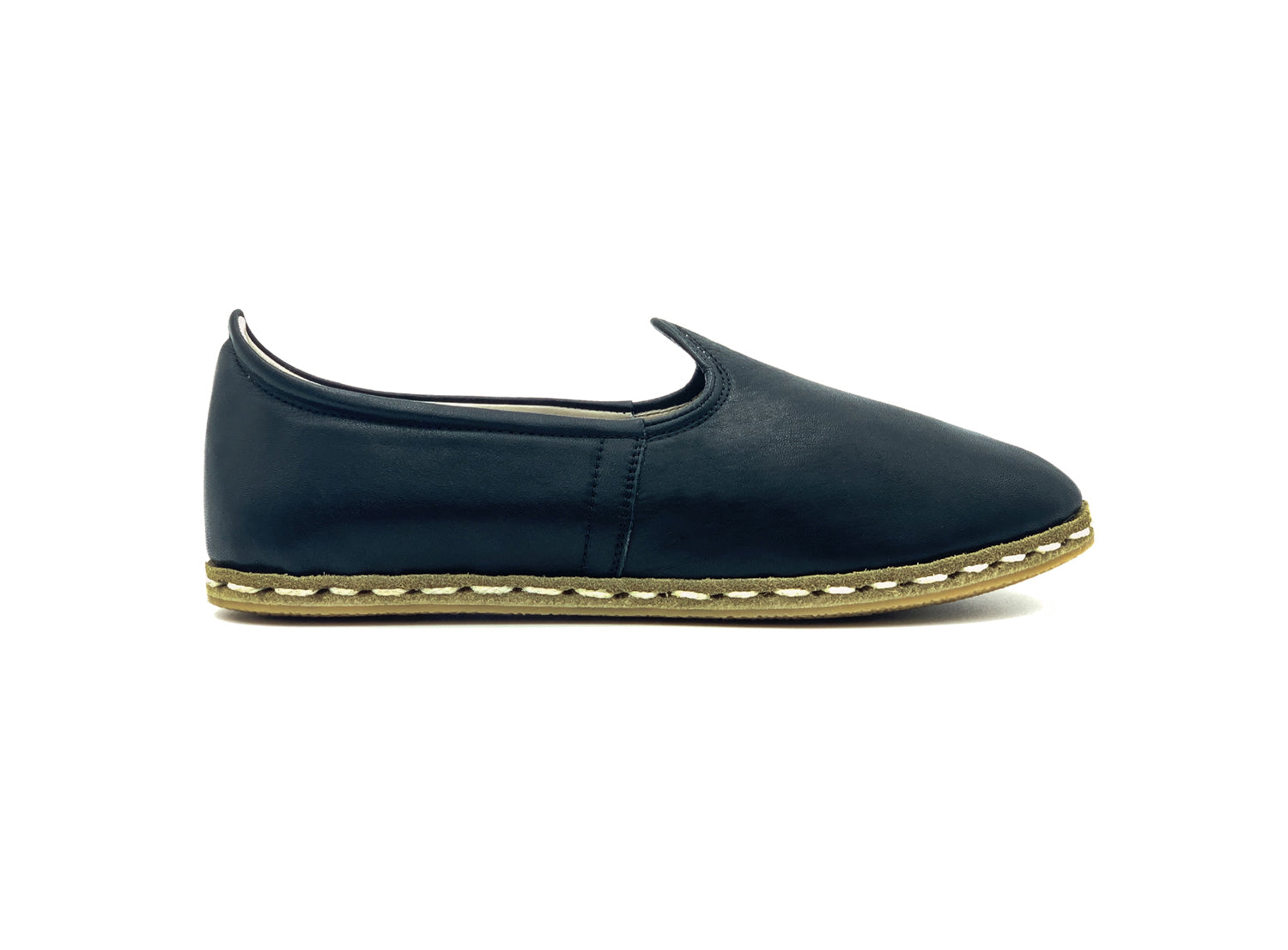 Women's Black Leather Loafers- Side