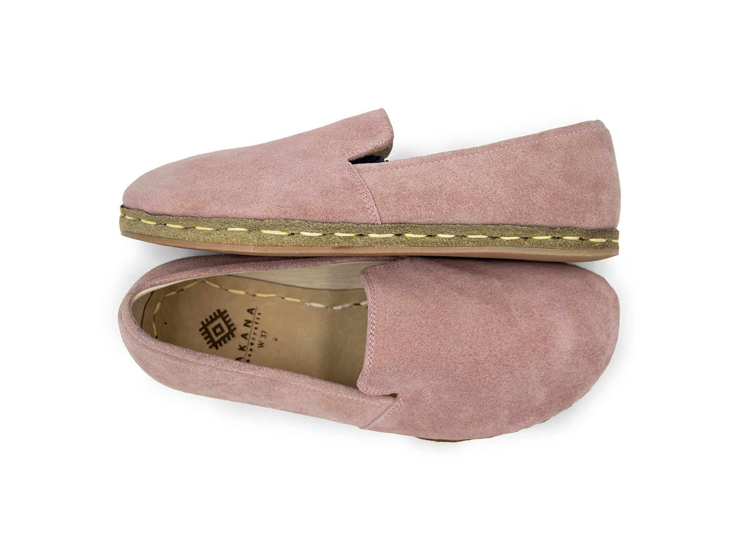 Women's Barefoot Pink Leather Loafers - Top