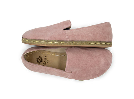 Women's Barefoot Pink Leather Loafers - Top