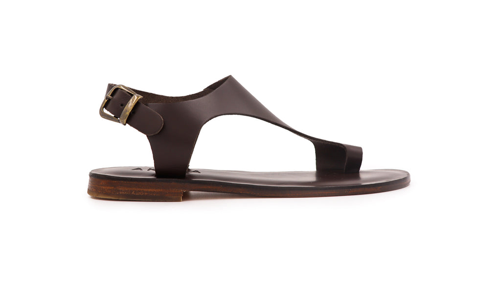 Rhea Leather Sandals - Dark Brown