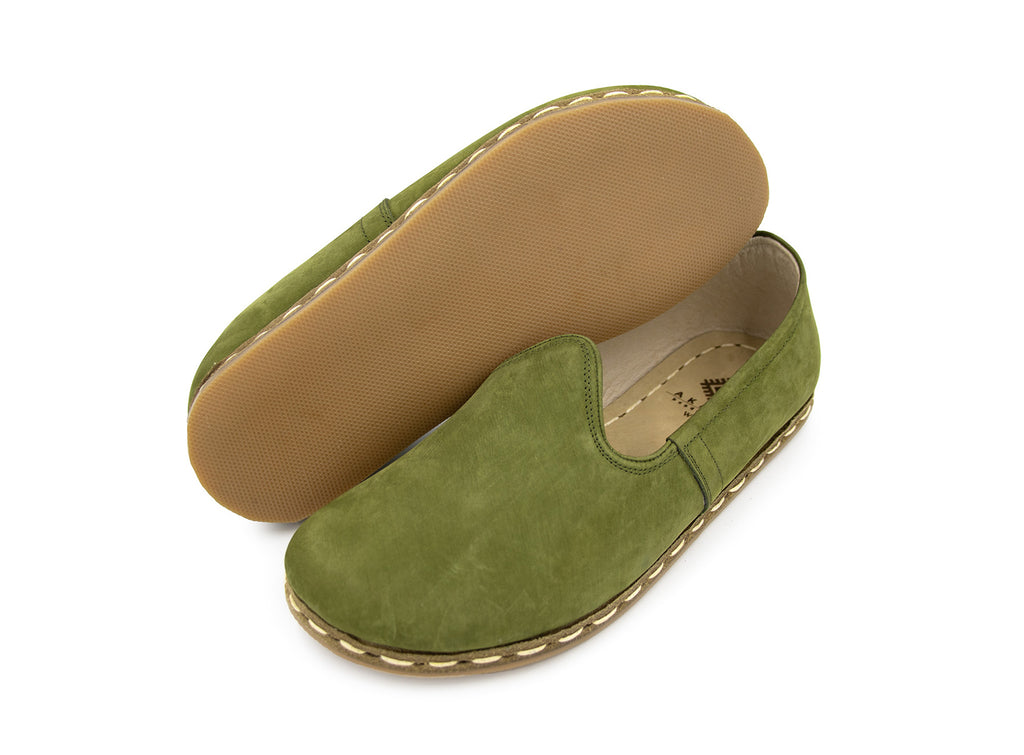 Women's Barefoot Green Loafers- double 