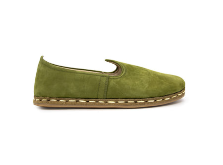 Women's Barefoot Green Leather Loafers-side