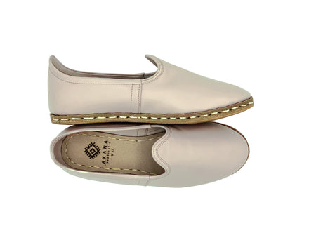 Women's Ivory Leather Loafers, Double