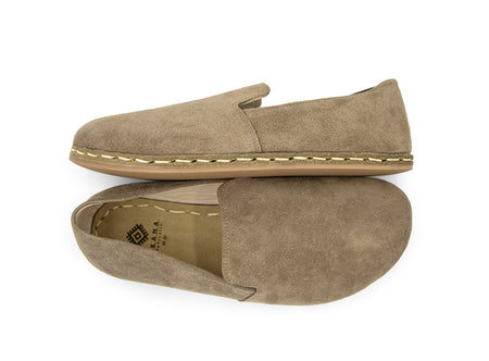 Men's Barefoot Latte Suede Leather Loafers -Double2