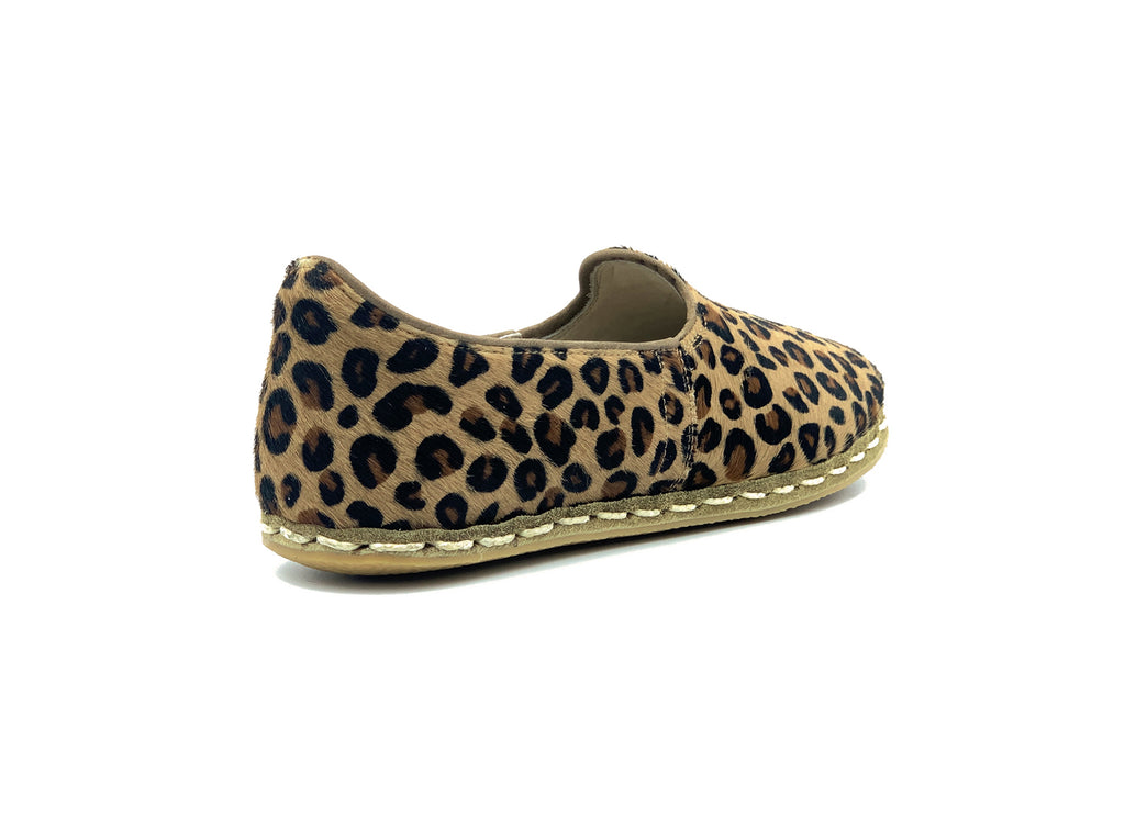 Women's Leopard Leather Loafers, back