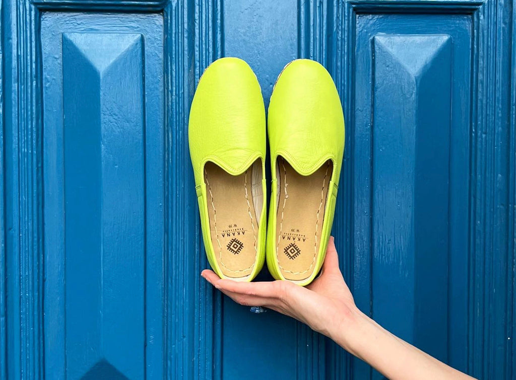 Lime Green Leather Loafers