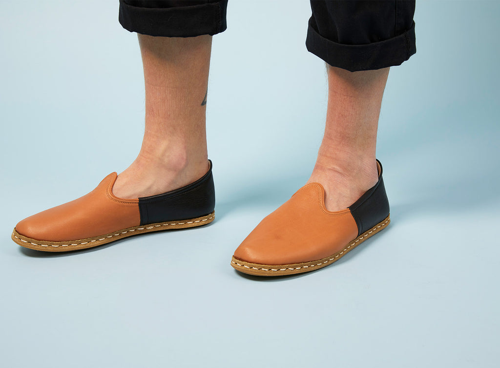 Black/Tan Leather Loafers