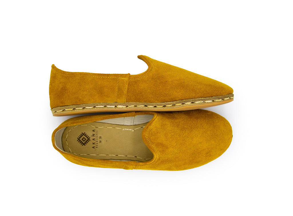 Women's Mustard Yellow Leather Loafers, double