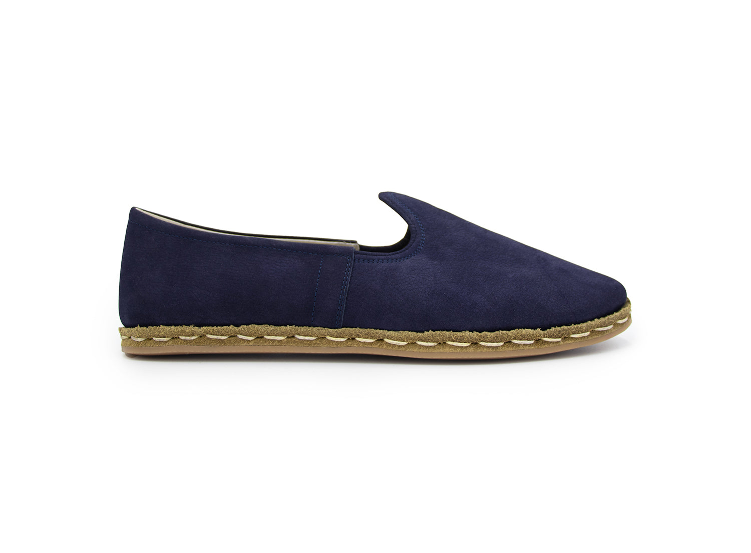 Men's Navy Blue Leather Loafers, side