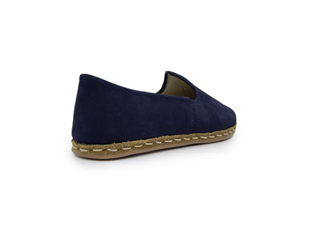 Men's Navy Blue Leather Loafers, back