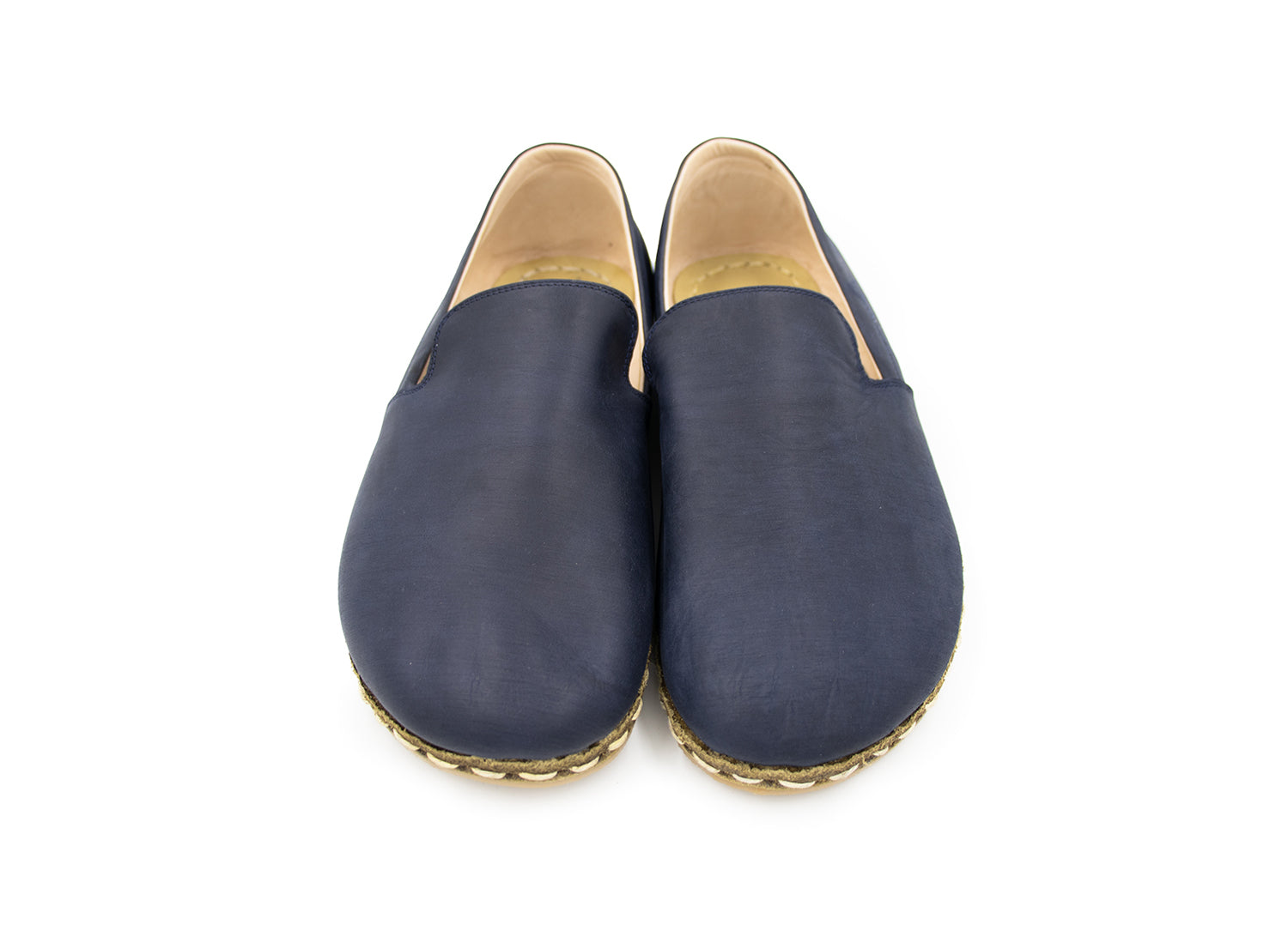 Men's Barefoot Navy Blue Loafers- Front