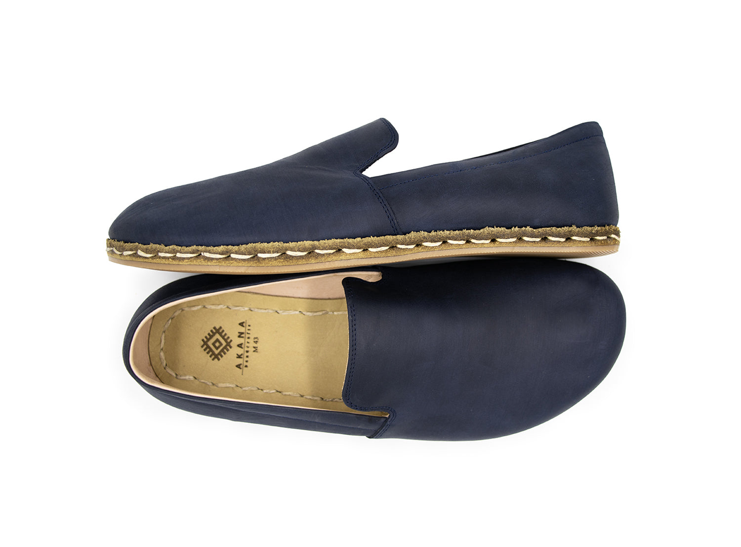 Men's Barefoot Navy Blue Loafers- top