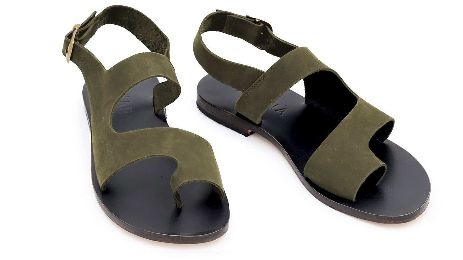 Efes Nubuck Sandals - Olive Green