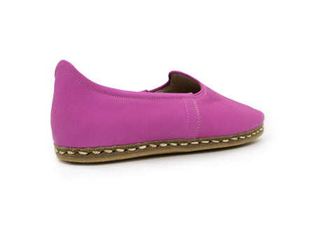 Women's Pink Leather Loafers, back