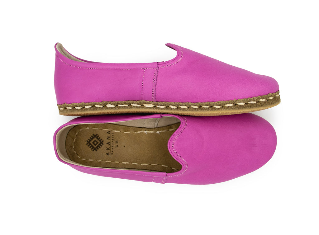 Women's Pink Leather Loafers, double