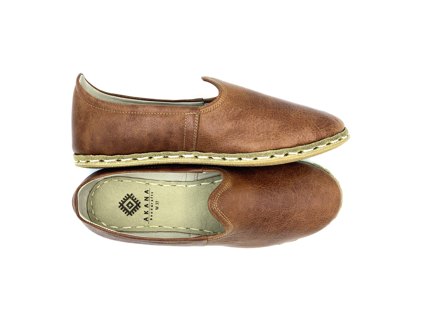 Men's Tan Leather Loafers, double