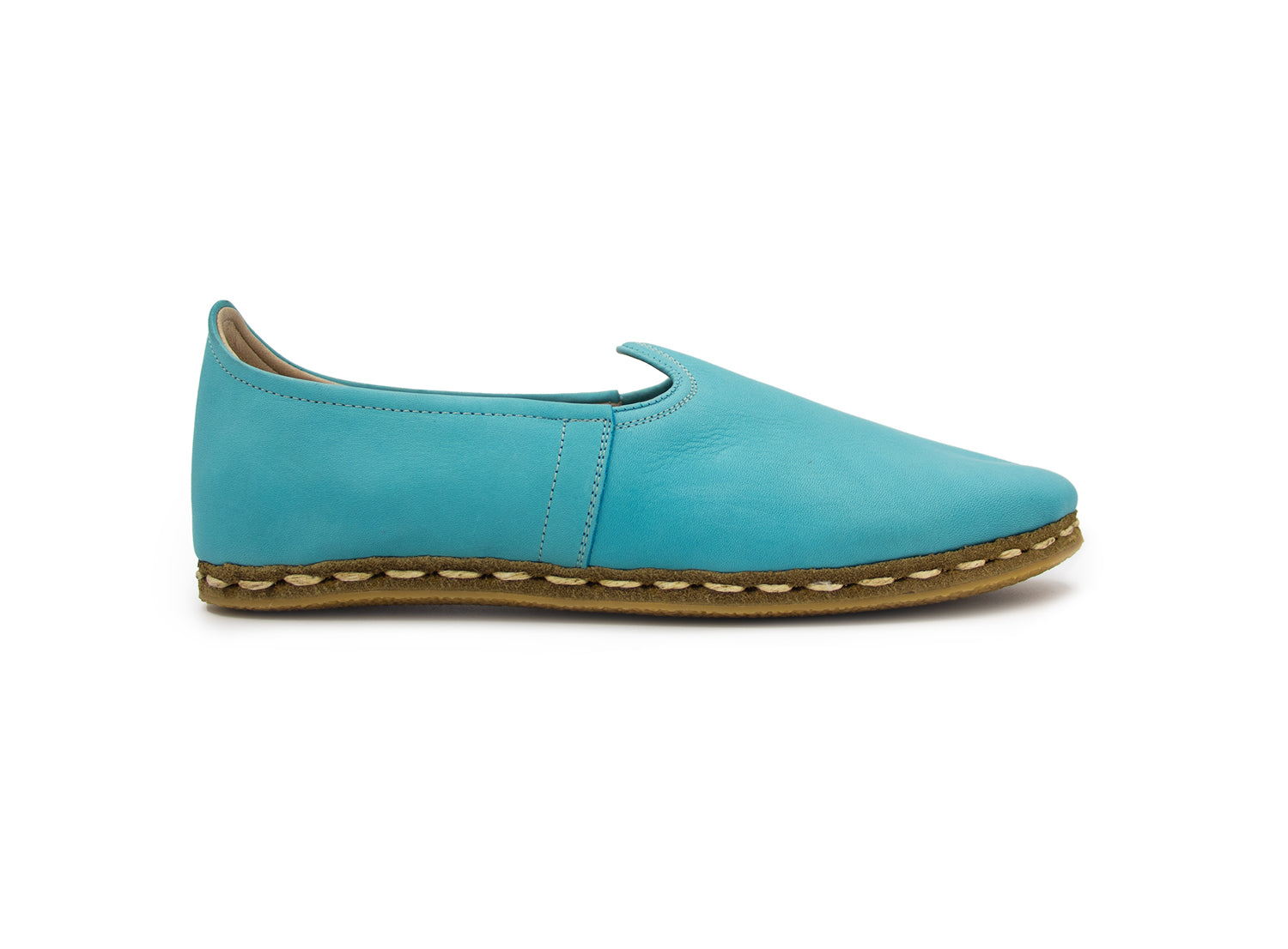 Women's Turquoise Leather Loafers, side