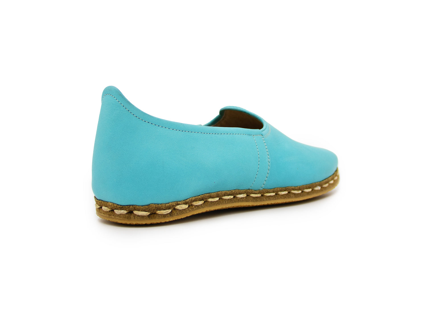 Women's Turquoise Leather Loafers, back