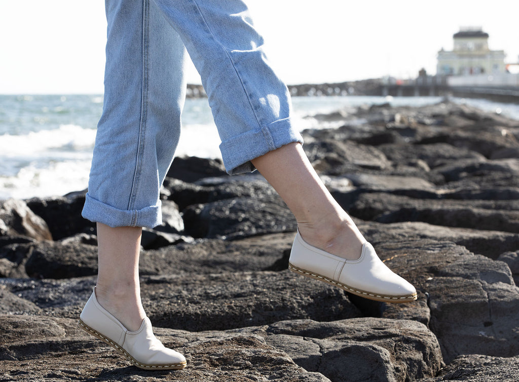 Ivory Leather Loafers