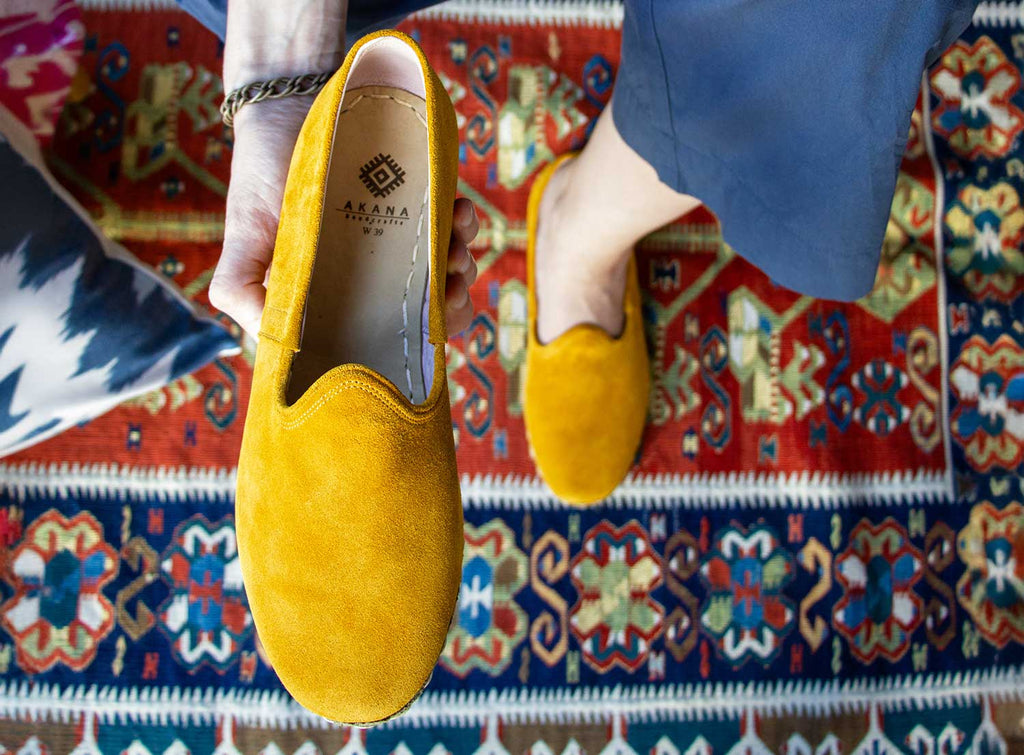 Mustard Yellow Leather Loafers