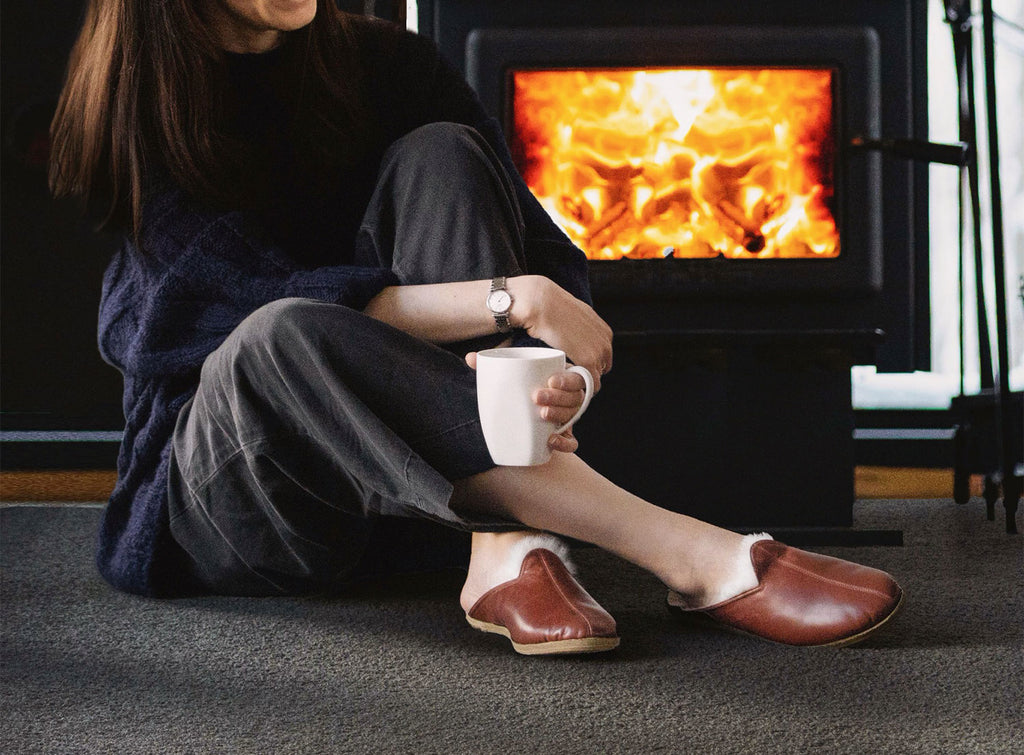 Tan Lambswool Leather Mules