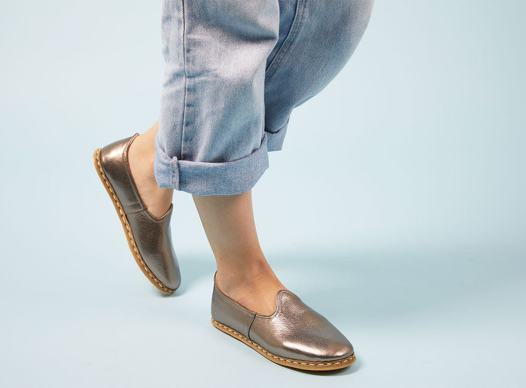 Pewter Leather Loafers